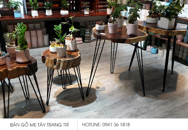 Bàn trang trí và ghế đẩu gỗ Me Tây giá rẻ