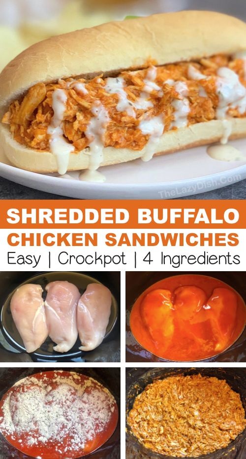 Easy Crockpot Buffalo Chicken Sandwiches