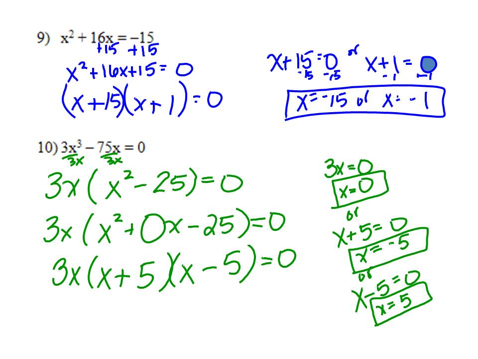 Ms. Hale's Math Page: Algebra 5/2: Using Factoring to Solve Equations