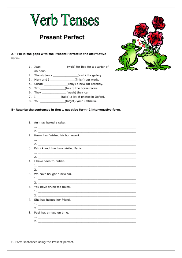 Verb Tenses Present Perfect testing