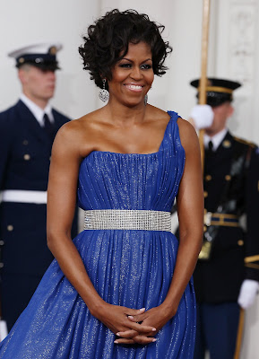 obama michelle tight soronen peter dress keeps gown stunning lady mrs