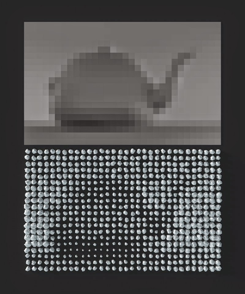 Displaying raster image data with a set of pebbles