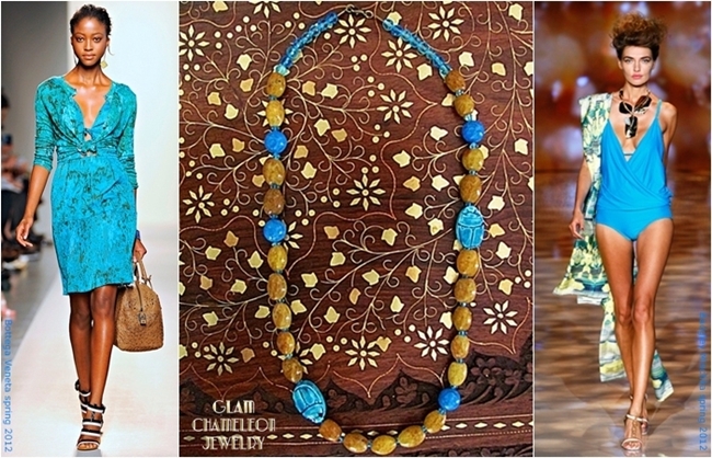 Glam Chameleon Jewelry blue scarab turquoise jasper necklace