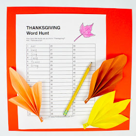 Free Thanksgiving Printables for Kids- Acrostic Poem and Word Hunt