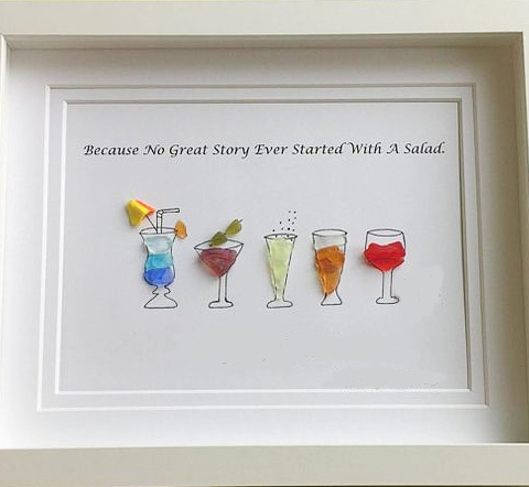 Seaglass Art with Humor Life Wisdom Quote