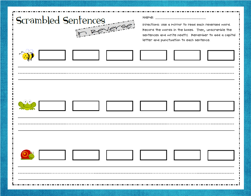 Just Add Clipart Scrambled Sentences in Reverse