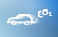Gökyüzünde bir otomobil ve çıkardığı gazları bulut olarak gösteren resim