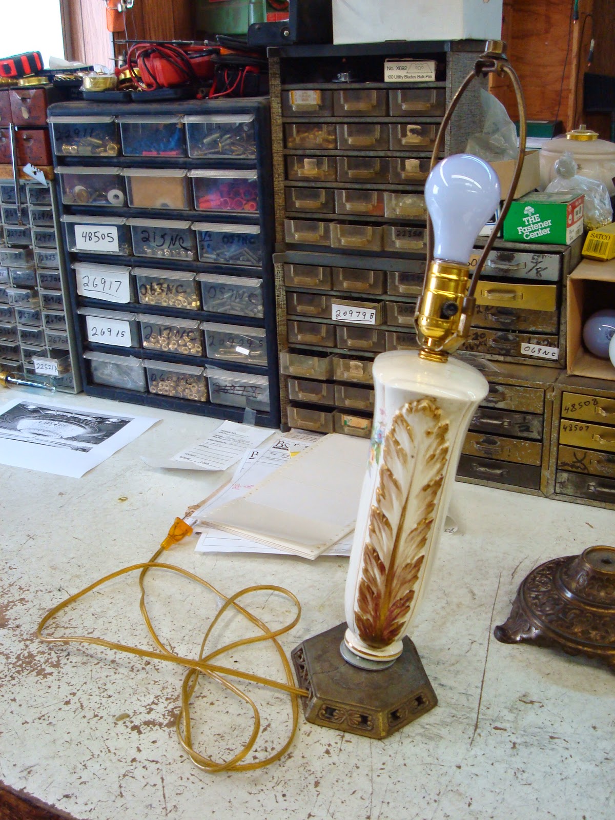 broken base on a ceramic table lamp