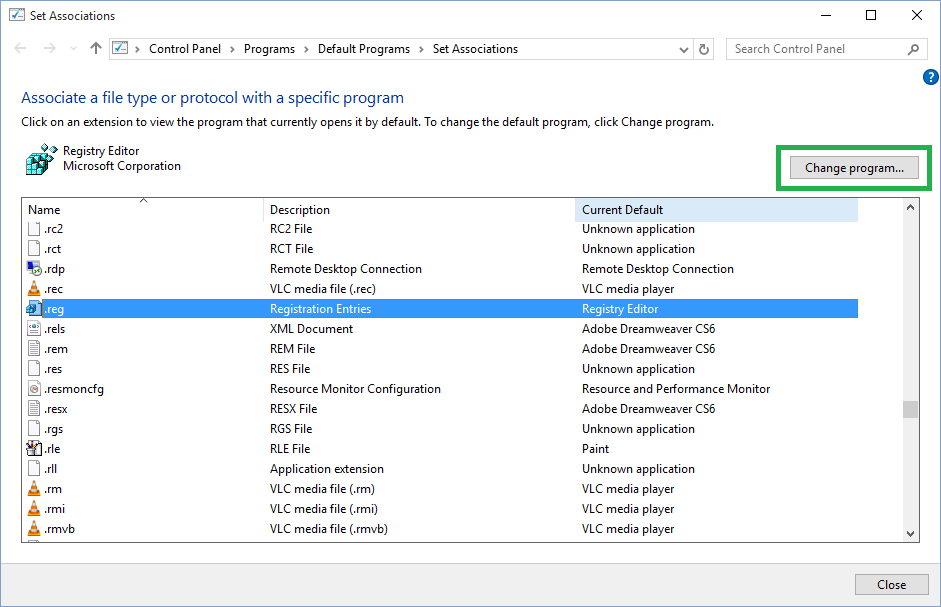 change default program for file type in registry change default program for file type in registry