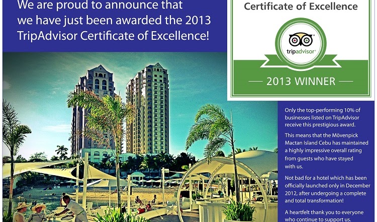 Mӧvenpick Hotel Mactan Island Cebu - awarded TripAdvisor Certificate of Excellence  