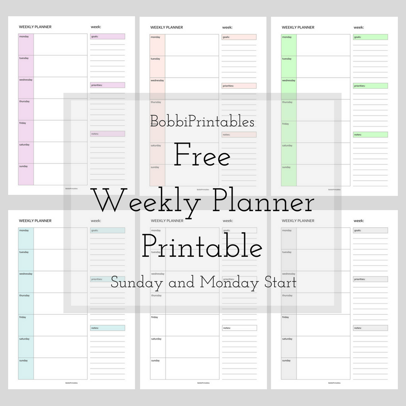 simple weekly planner printable