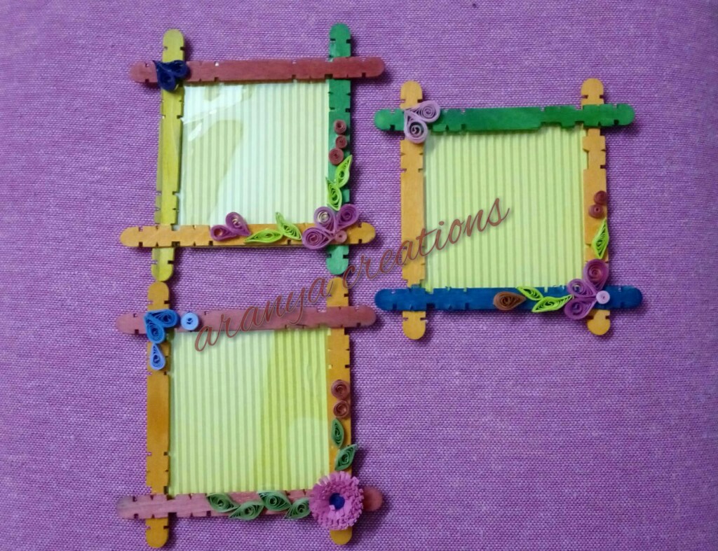 Aranya's Quilling Creations Quilled popsicle stick photo frames