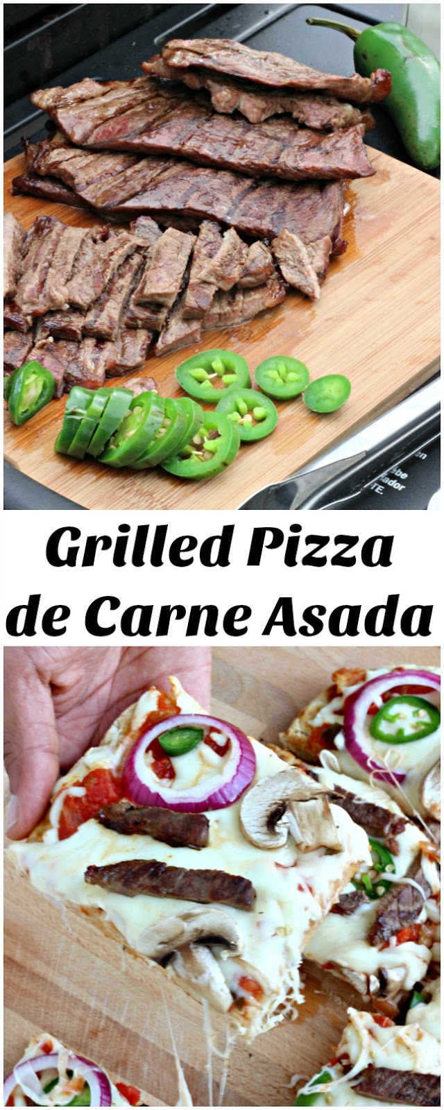 Una Mexicana en USA Grilled pizza de carne asada