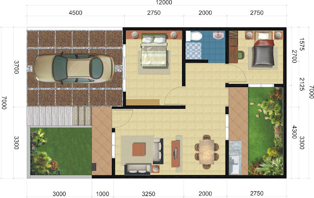 Denah Rumah Type 60 Minimalis Denah Rumah Type 60 Minimalis