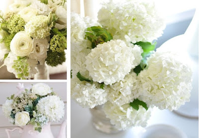 White Viburnum Snowballs bridal arrangements