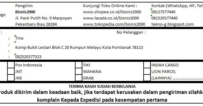 Aplikasi Cetak Label Alamat Paket Kiriman Jualan Online Dengan Microsoft Excel Sharing Teknologi Dan Ilmu Komputer