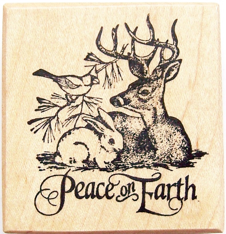 Rubber Stamps For Sale PSX Peace On Earth Animals Deer Bunny Rabbit