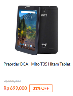 Preorder BCA - Mito T35 Tablet Hitam Rp 699.000