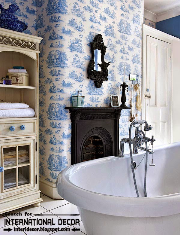 Cozy Interior bathroom with fireplace designs ideas, bathroom wallpaper 2015