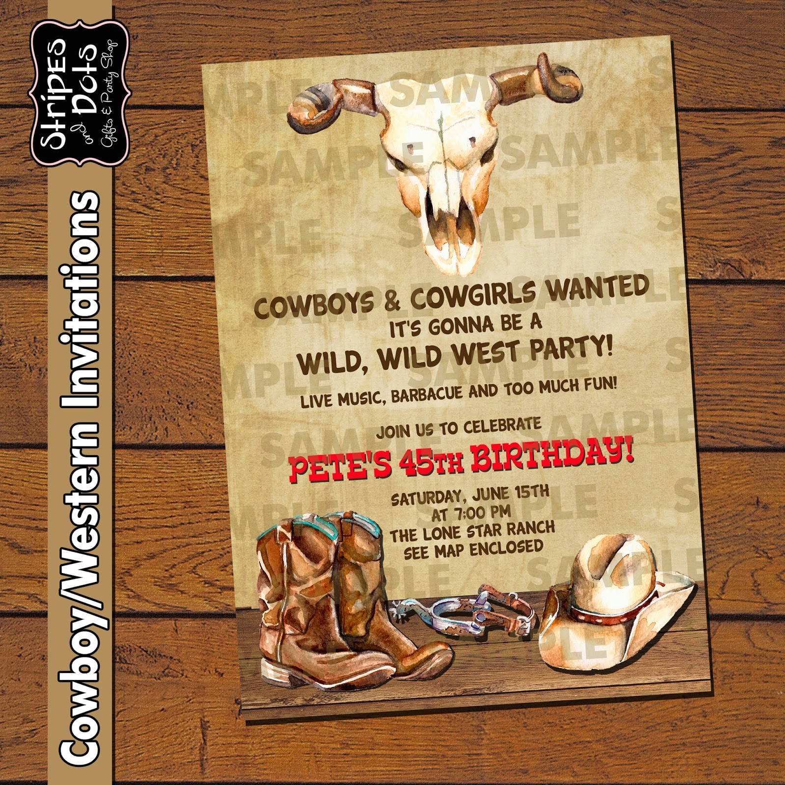 The Childrens Zone Digi Designs Western / Cowboy Invitations