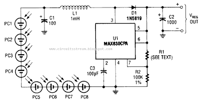 Circuit Diagram of Photocell Power Supply (MAX630) | Electronic Circuit