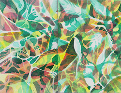 watercolor negative painting tiger tree passing doodles imitates