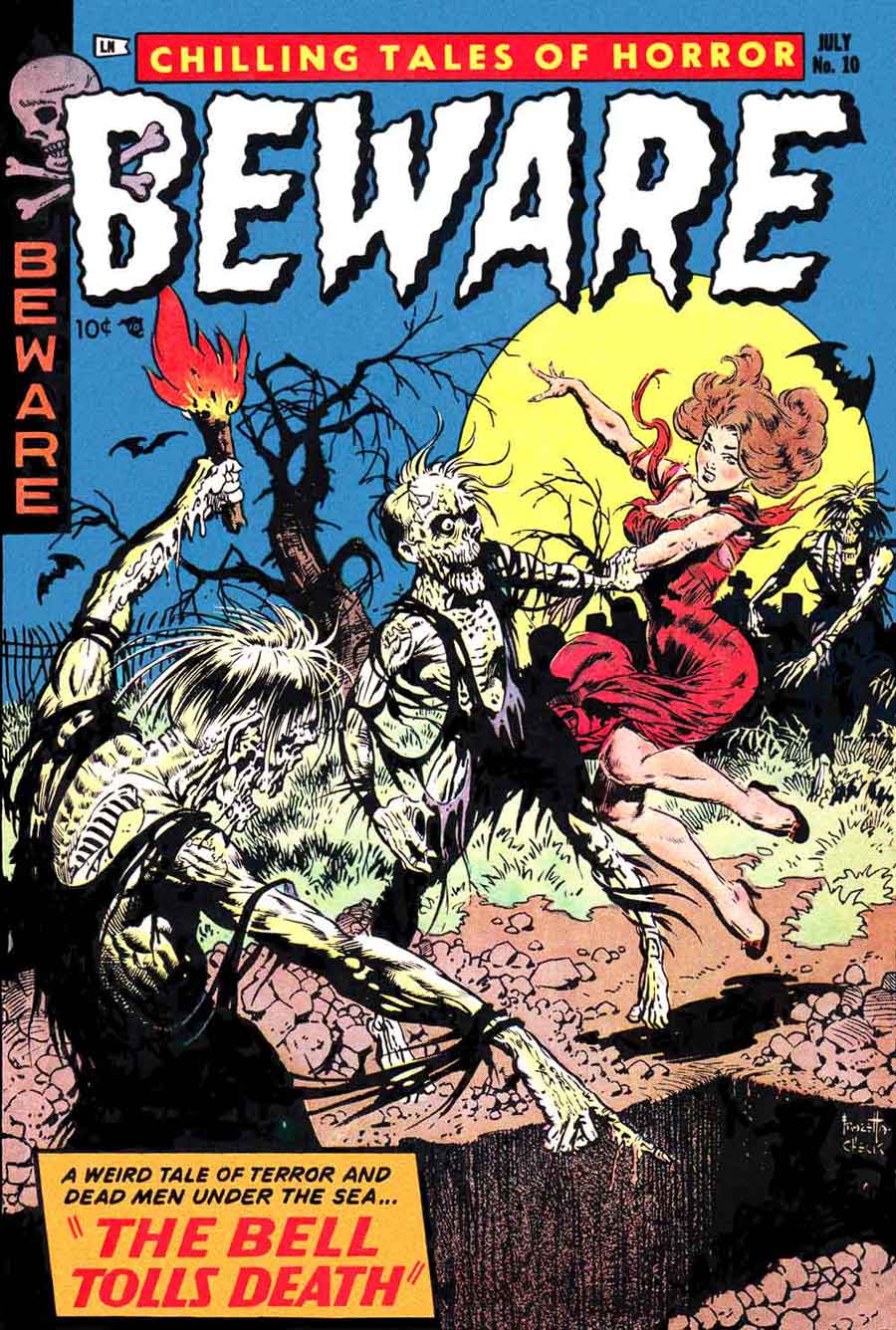 Beware v2 #10 golden age 1950s horror comic book cover art by Frank Frazetta