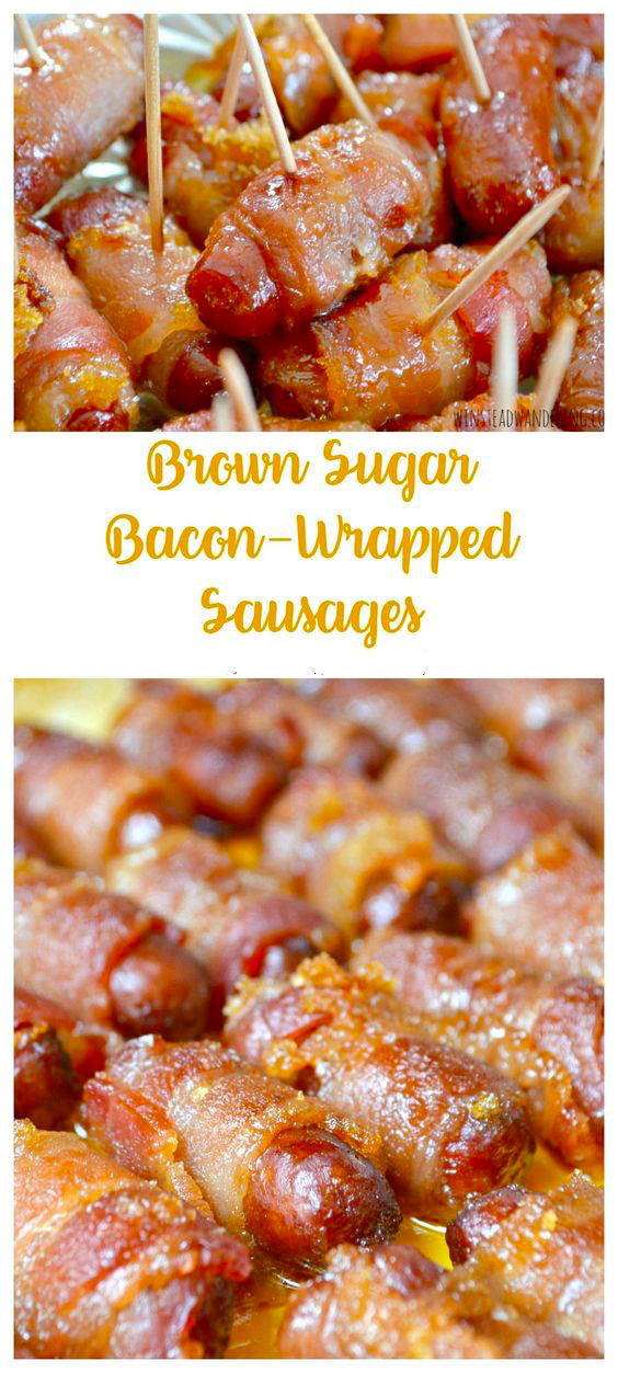 Christmas Brown Sugar BaconWrapped Sausages Recipe FoodGaZm..