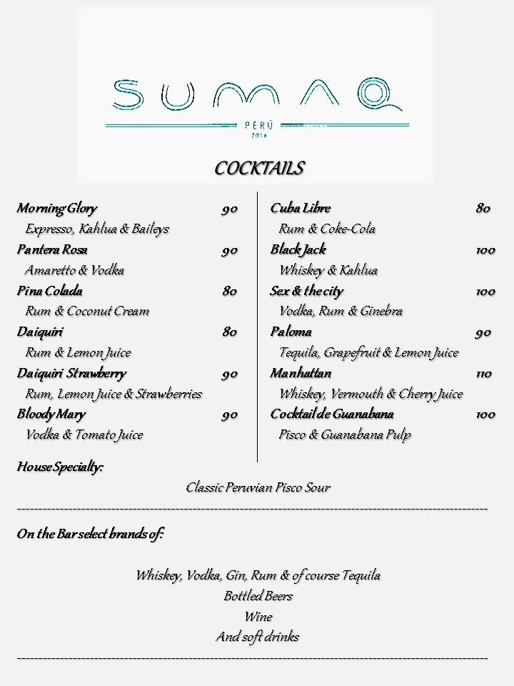 SUMAQ Restaurant MENU