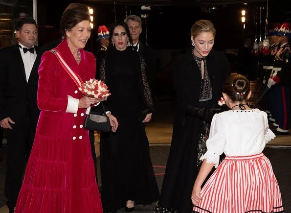 Prince Albert II, Princess Charlene, Princess Caroline and Beatrice Borromeo Casiraghi at the gala evening