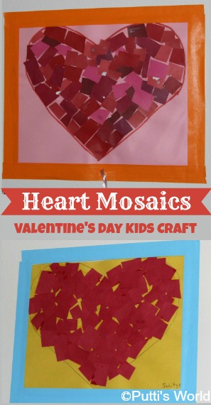Heart Mosaics - Kids Valentine Craft ~ Putti's World -kids-activities