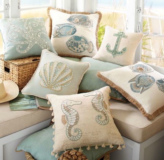 Beaded Coastal Pillows