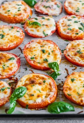 Baked Tomatoes with Mozzarella and Parmesan