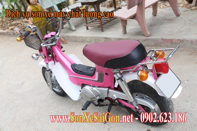 Sơn xe máy Honda Chaly màu hồng cực đẹp
