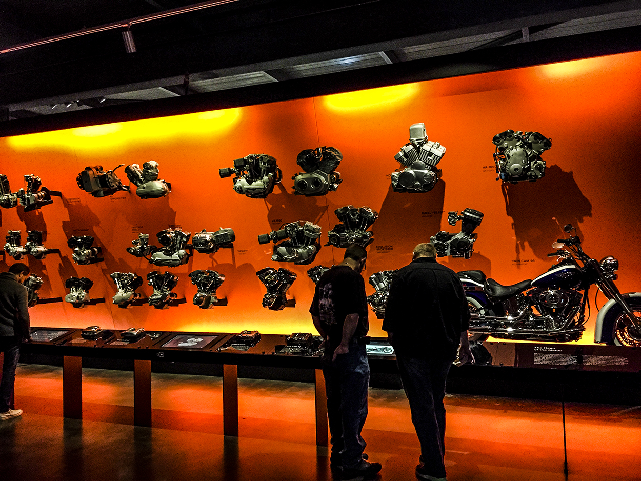 Engines at the Harley Davidson Museum in Milwaukee WI