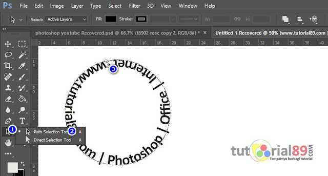 Cara mudah membuat tulisan melingkar atau melengkung di photoshop + video