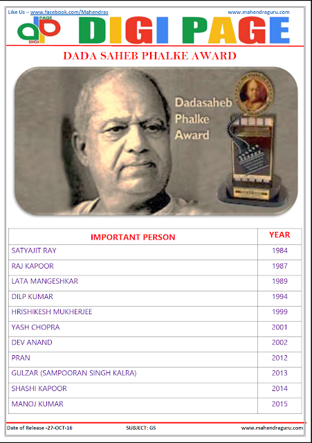 DP | DADA SAHEB PHALKE AWARD | 27 - Oct - 16 DP | DADA SAHEB PHALKE AWARD | 27 - Oct - 16