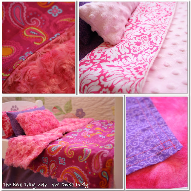 Free American Girl Doll bedding pattern. Sewing pattern very simple and will easily re-size for any doll bed.