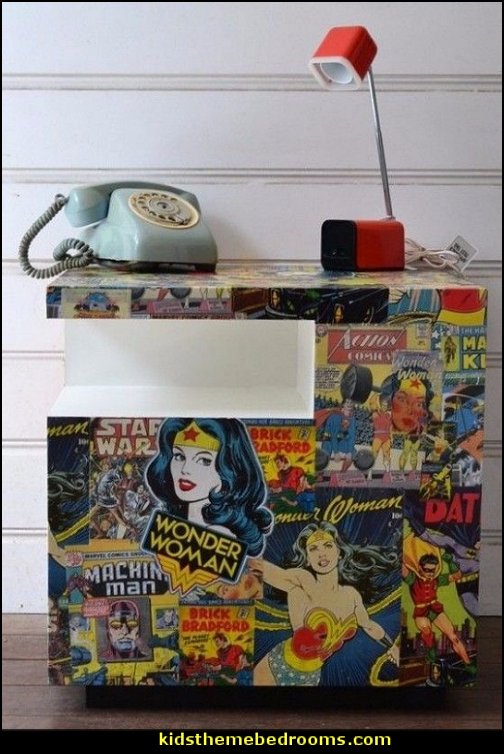 Vintage Super hero coffee table side table cube wonder woman superman comic