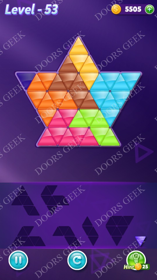 Block! Triangle Puzzle Advanced Level 53 Solution Doors Geek