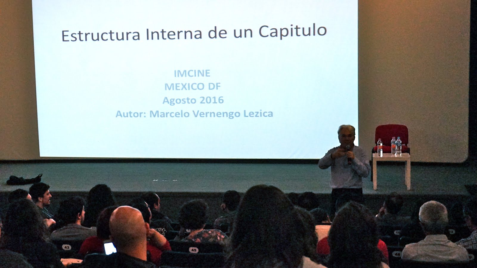 Agosto 2016. Dictando Seminario para cineastas Mexicanos. IMCINE.