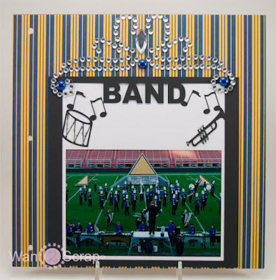 Candy Slabaugh creates a #6x6Overlay #8x8ChipboardAlbum #Bling #Want2Scrap #ArtGlitter #BeaconAdhesives #BandScrapbook #BandLayout