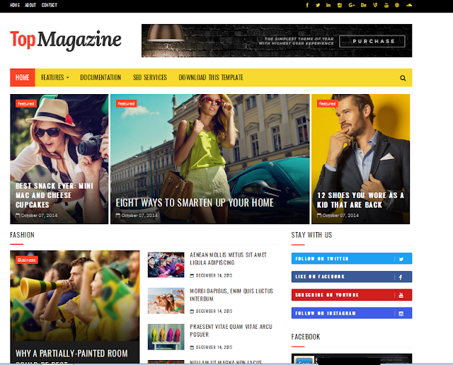  Top Magazine Blogger Responsive Template 
