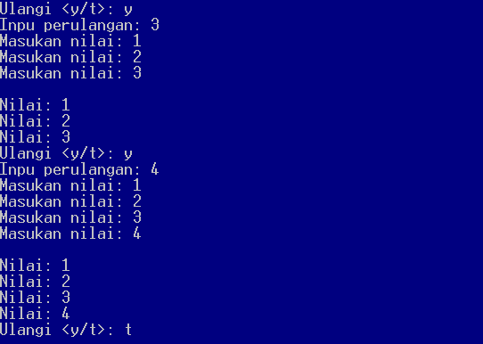 Contoh program C++ Input Jumlah Perulangan, menampilkan dan mengulangi ...