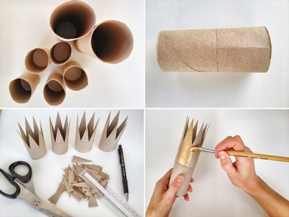 Cómo hacer coronas con rollos de papel higiénico en Recicla Inventa