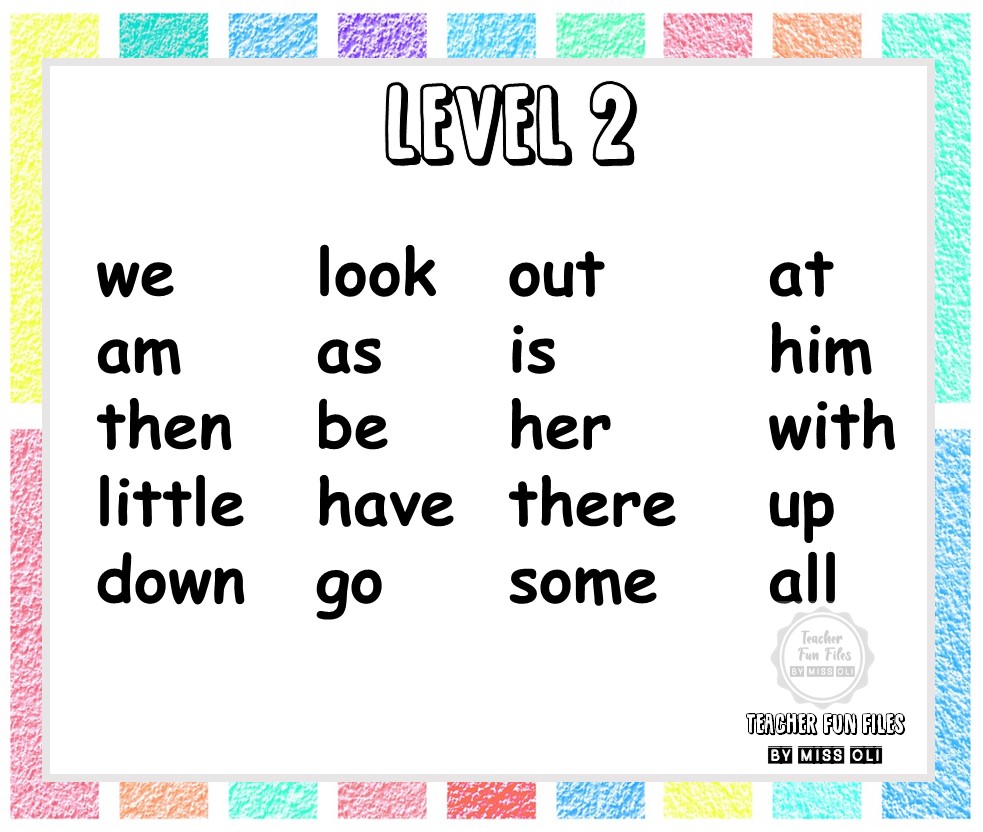 Teacher Fun Files Basic Sight Words in Different Levels