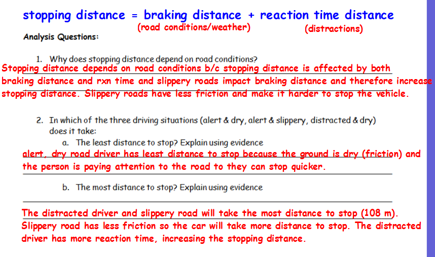 Miss Klein's Science Blog Activity 83 Coming to a Stop answer key