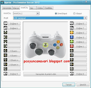 pc oyun canavari pes 2013 klavye ve joystick ile oynamak