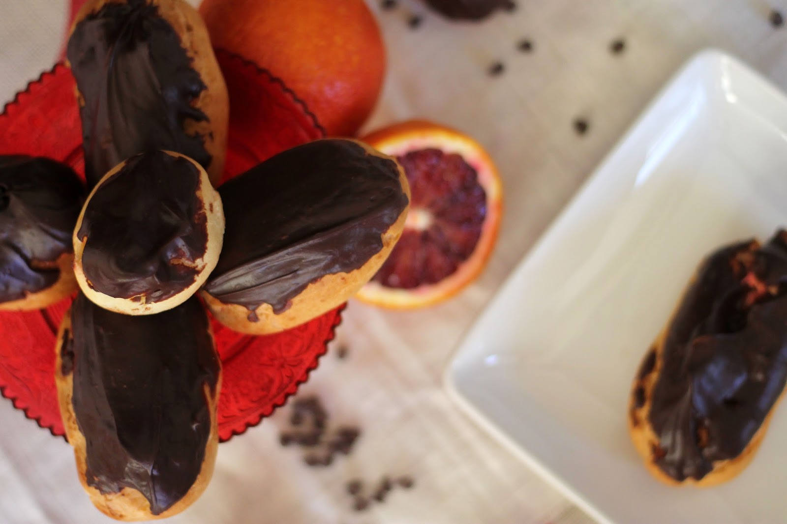 Blood Orange Dark Chocolate Eclairs