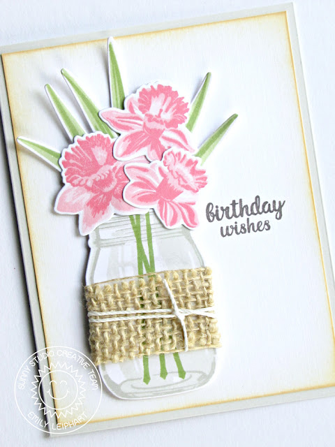 Sunny Studio Stamps: Daffodil Dreams and Vintage Jar Birthday Card by Emily Leiphart